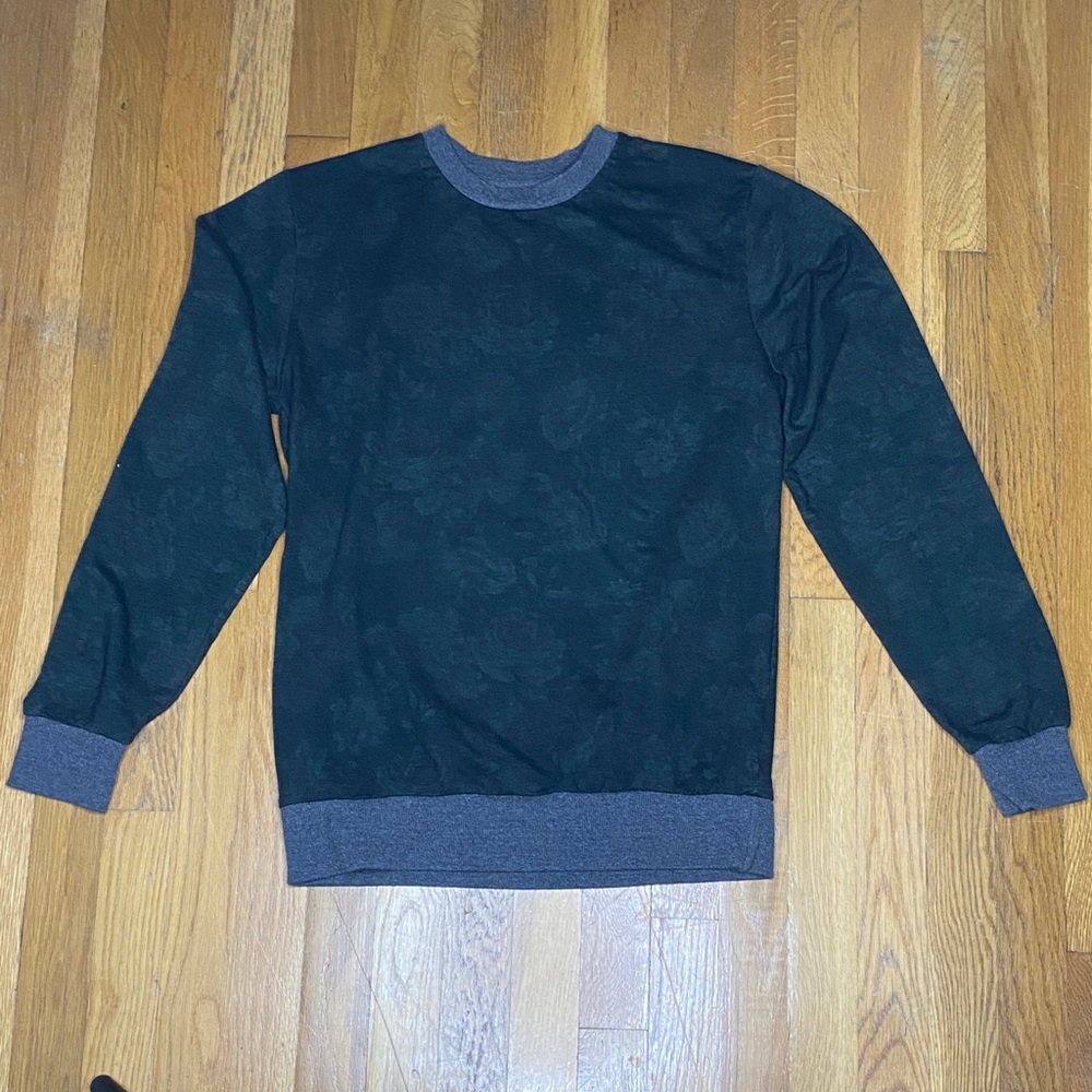 Men's Classic Dark Gray and light Gray Crewneck Sweater with floral imprint